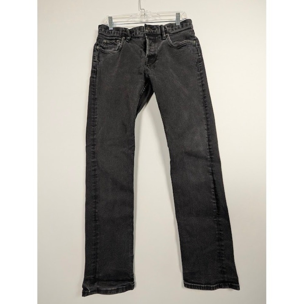 AllSaints‎ Reed Jeans Mens 30W 29.5L Black Slim Fit Faded Denim Button Fly